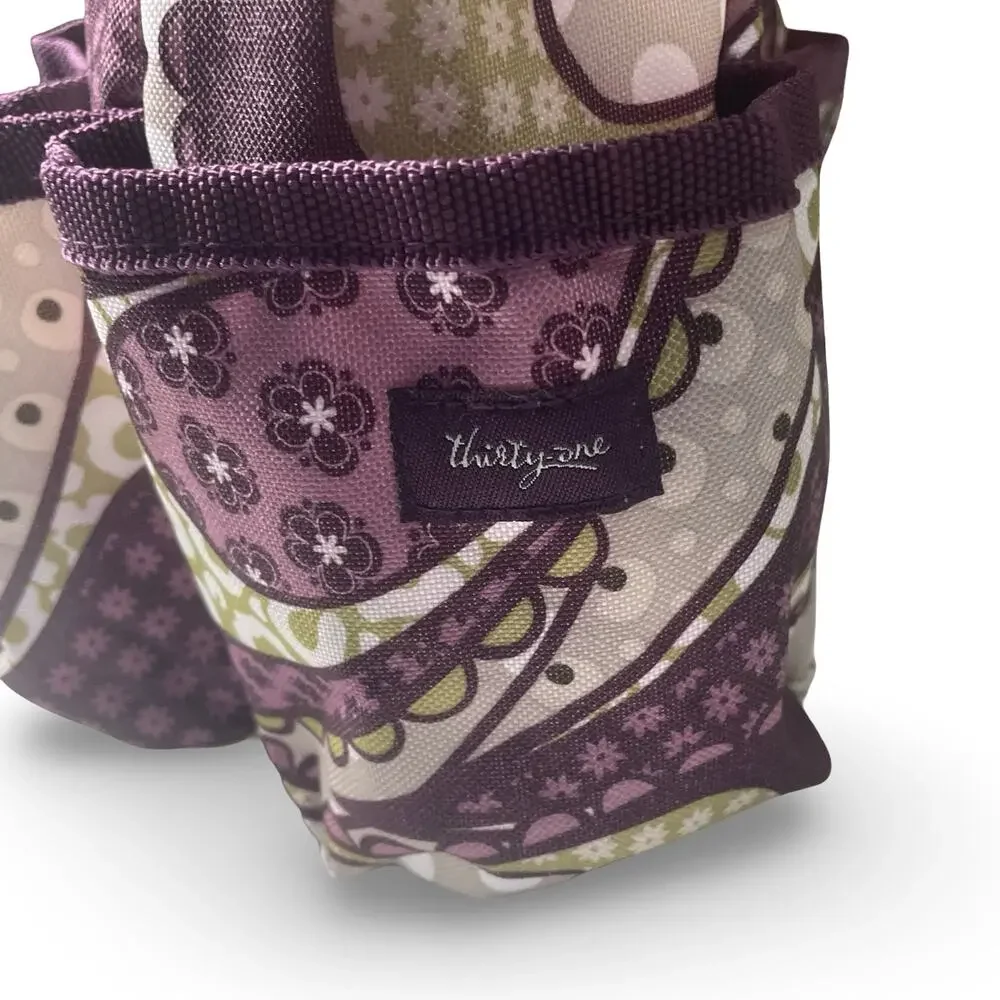 Thirty-One All-In Organizer Mini Utility Tote Bag Plum Awesome Blossom Purple